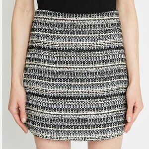 NWT Loft Black White Gold Metallic Stripes A-Line Tweed Lined Mini Skirt Sz 6